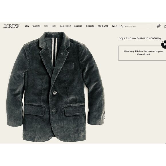 ~ Crewcuts Boys' 3 yrs Corduroy Ludlow Blazer Gray Grey Soft Pockets Warm Boy's - Picture 10 of 16